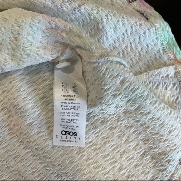 NWOT ASOS Pastel Floral Textured Cutout Mini Dress Sz 10 - Picture 6 of 6